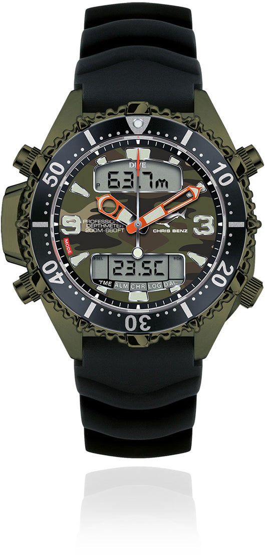 Chris Benz DEPTHMETER DIGITAL 200M LIMITED EDITION CB-D200X-C-KBS Uhr • Hai-Proof • Saphirglas