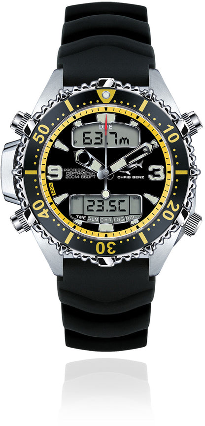 Chirs Benz CB-D200X-Y-KBS Herrenuhr Taucheruhr- Serie: Depthmeter Digital 200 M