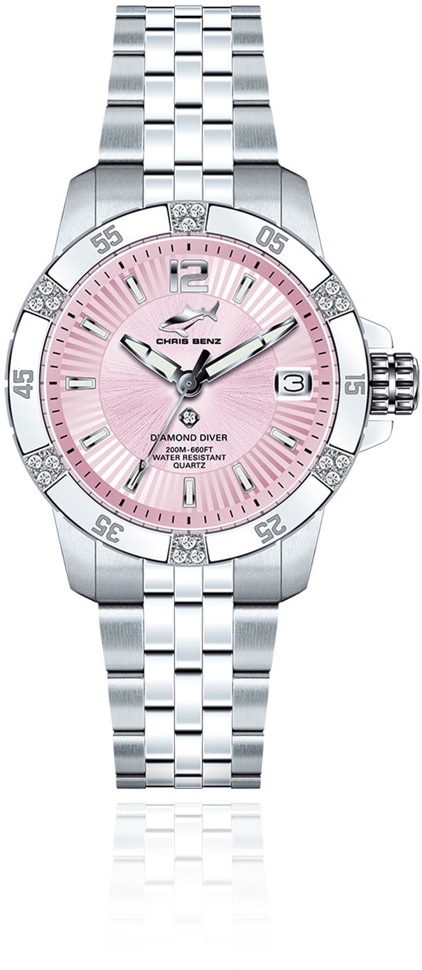 Pearl Harbour" Damenuhr Taucheruhr - Serie: Stars & Diamonds Diamond Diver - Chris Benz Modell: CB-DD200-R-MBJ