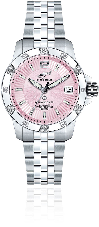 Pearl Harbour" Damenuhr Taucheruhr - Serie: Stars & Diamonds Diamond Diver - Chris Benz Modell: CB-DD200-R-MBJ