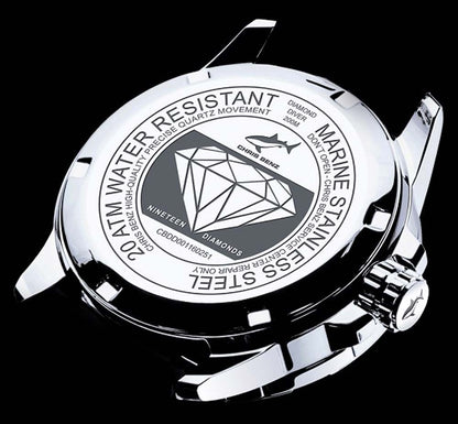 Chris Benz Stars & Diamonds Diamond Diver CB-DD200-SI-MBJ Damen Uhr • Hai-geprüft • Saphirglas