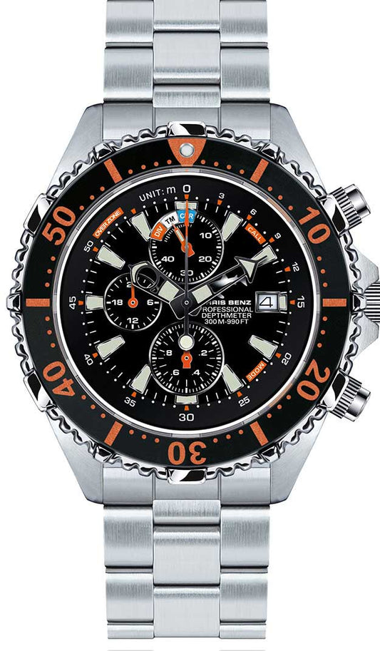 Herrenuhr Taucheruhr - Serie: Depthmeter Chronograph 300M - Chris Benz Modell: CB-C300-O-MB