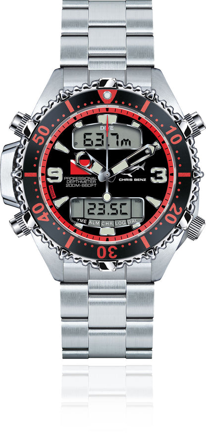 Chris Benz CB-D200X-R-MB Herren Uhr • Hai-Proof • Tiefenmesser