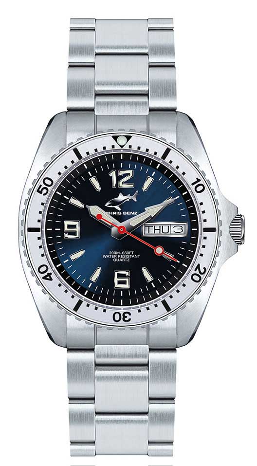 Chris Benz ONE Medium CBM-B-MB-SI Damen Uhr • Hai-Proof • Saphirglas