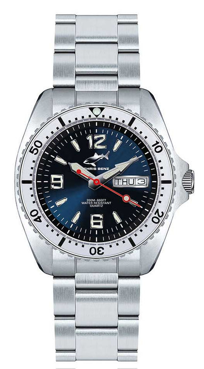 Chris Benz ONE Medium CBM-B-MB-SI Damen Uhr • Hai-Proof • Saphirglas