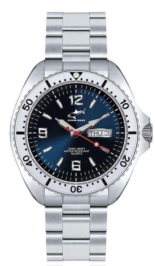Chris Benz ONE MAN 200M CBO-B-MB-SI Herren Uhr • Hai-Proof • Saphirglas