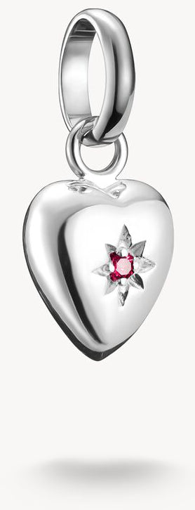 Charm-Anhänger, Herz mit graviertem Stern und Lab Grown Rubin - Thomas Sabo Modell: CC1234-011-10