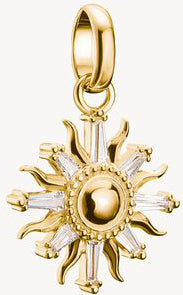Thomas Sabo Charm-Anhänger, Sonne mit weißen Edelsteinen, aus Silber, vergoldet - Thomas Sabo Modell: CC1246-414-14