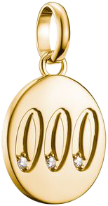 Charm-Anhänger, Engelszahlen 000, mit weißen Edelsteinen, aus Silber, vergoldet - Thomas Sabo Modell: CC1257-414-14