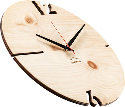 Huamet Wanduhr 30x30x3,7 cm Holz • Quarz-Uhrwerk • Geräuscharm