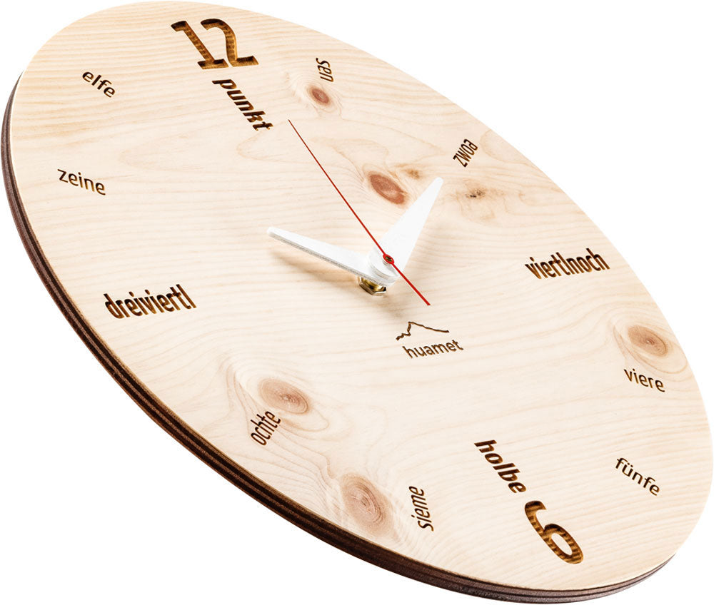 Wanduhr Kultuhr Zirbe rund - huamet Modell: CH40-C-01