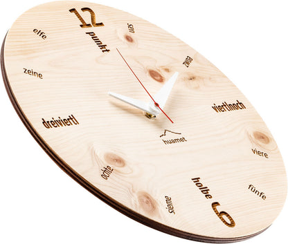 Wanduhr Kultuhr Zirbe rund - huamet Modell: CH40-C-01