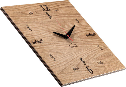 huamet Wanduhr 30x30x3,7 cm Holz • Lautloses Quarzwerk • Modernes Design