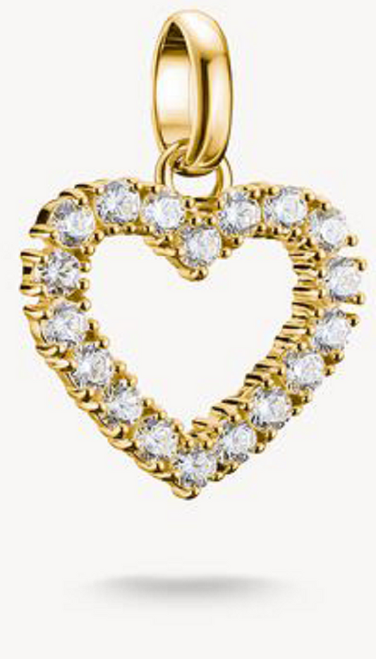 Charm-Anhänger, Herz mit Edelsteinen besetzt aus Silber, vergoldet - Thomas Sabo Modell: CC1237-414-14