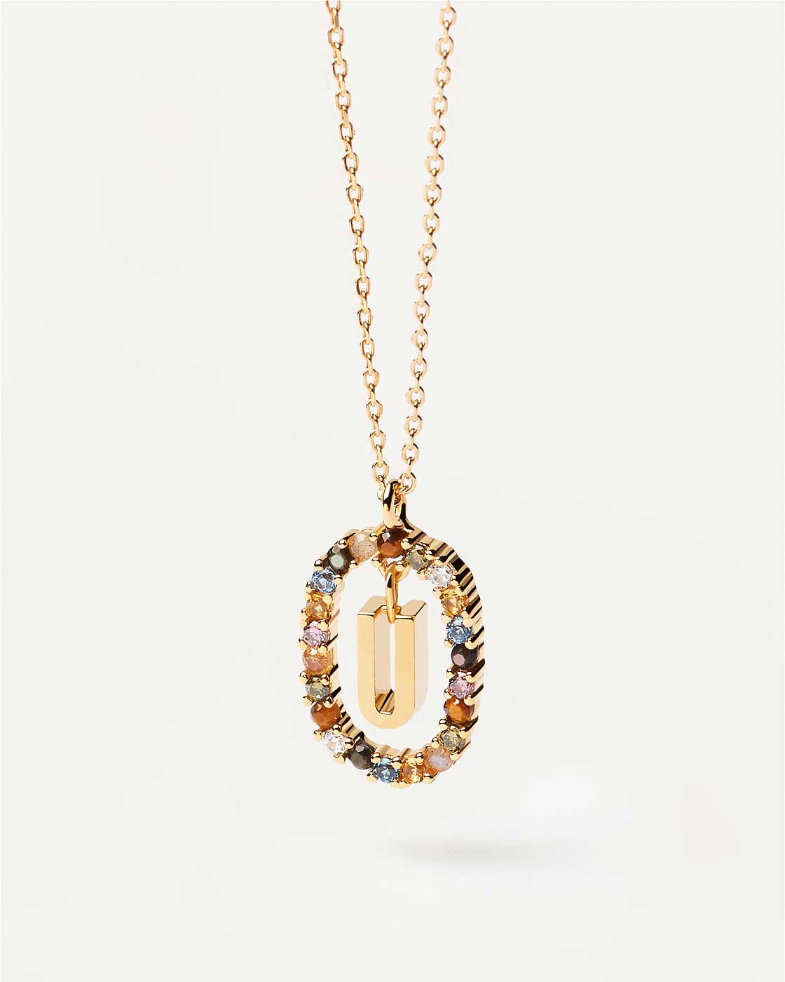 Buchstabe U Halskette - Silber 925, 18K Goldplattierung