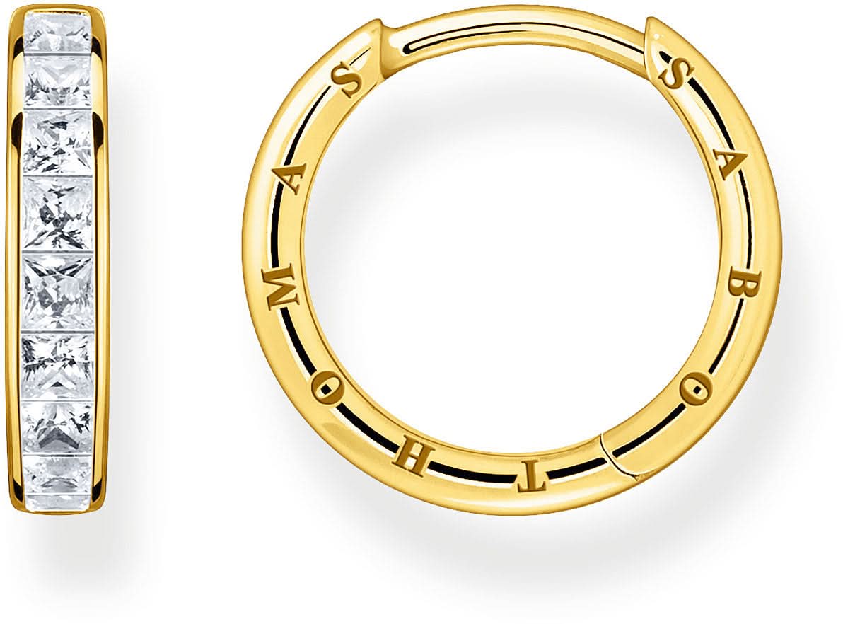 Hoop Earrings with Stones - 750 Yellow Gold Plating