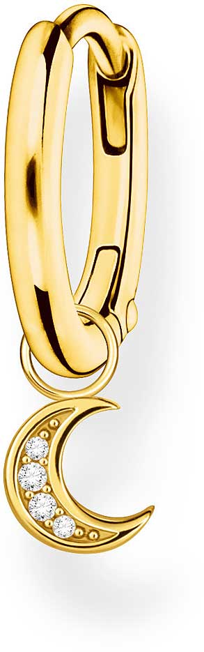 Einzel Kreole mit Mond Anhänger - 750 Gelbgold Vergoldung