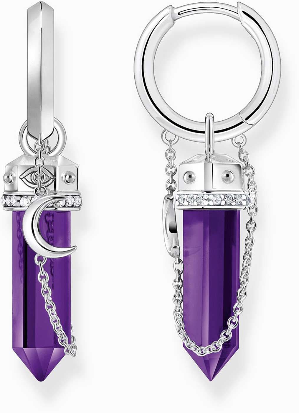 Creoles with Amethyst Pendant and Chain - Thomas Sabo Model: CR722-643-13