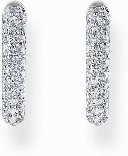 Silberfarbene Kreolen mit Zirkoniasteinbesatz - Thomas Sabo Modell: CR730-051-14