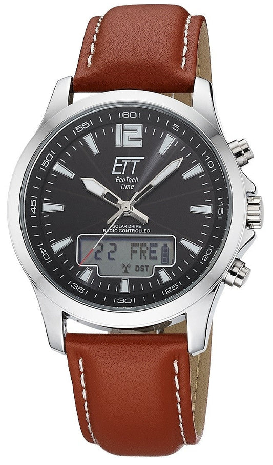 Eco Tech Time Professional EGA-11713-21L Herren Uhr • Funk-Solar • Worldtimer
