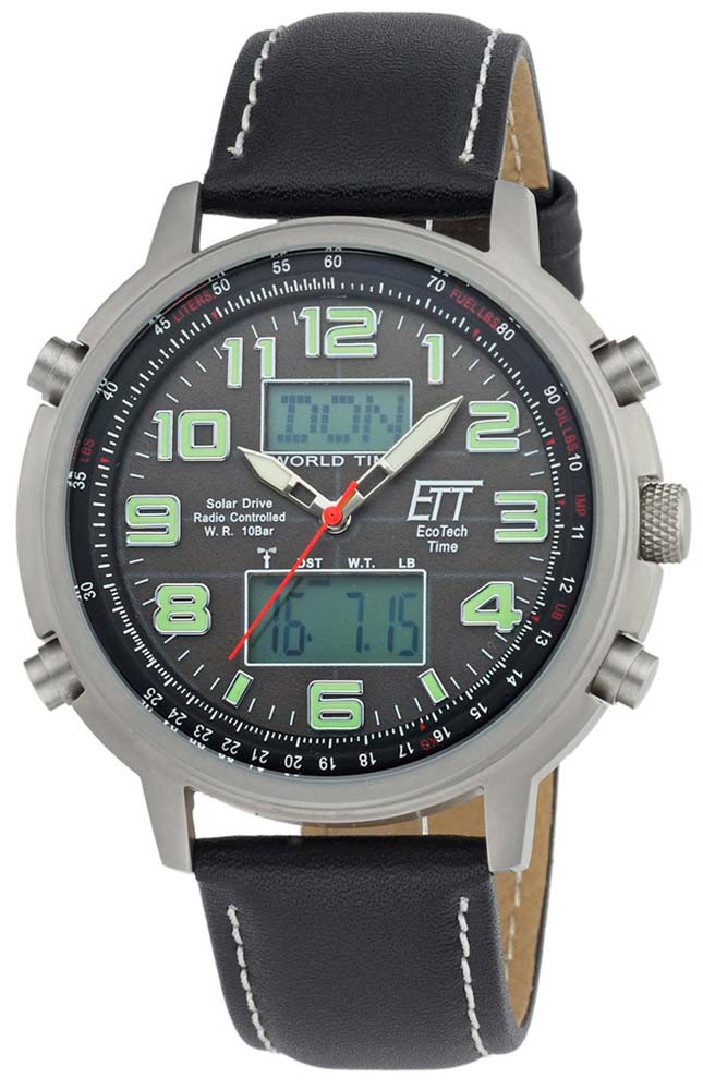 Eco Tech Time Hunter II EGS-11301-22L Herren Uhr • Funksolar • Edelstahlgehäuse