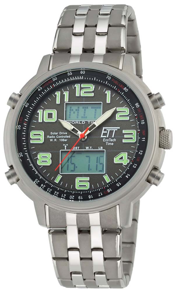 Eco Tech Time Hunter II EGS-11302-22M Herren Uhr • Funksolar • Edelstahl