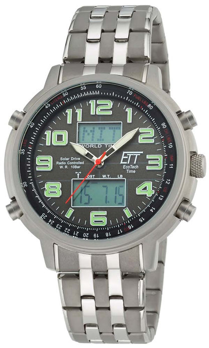 Eco Tech Time Hunter II EGS-11302-22M Herren Uhr • Funksolar • Edelstahl
