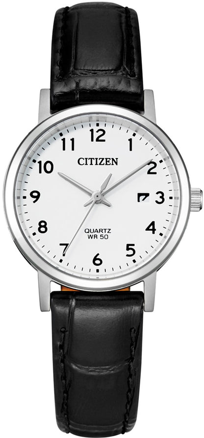 Citizen Elegance EU6090-03A Uhr • Edles Lederband • Silber-Zifferblatt