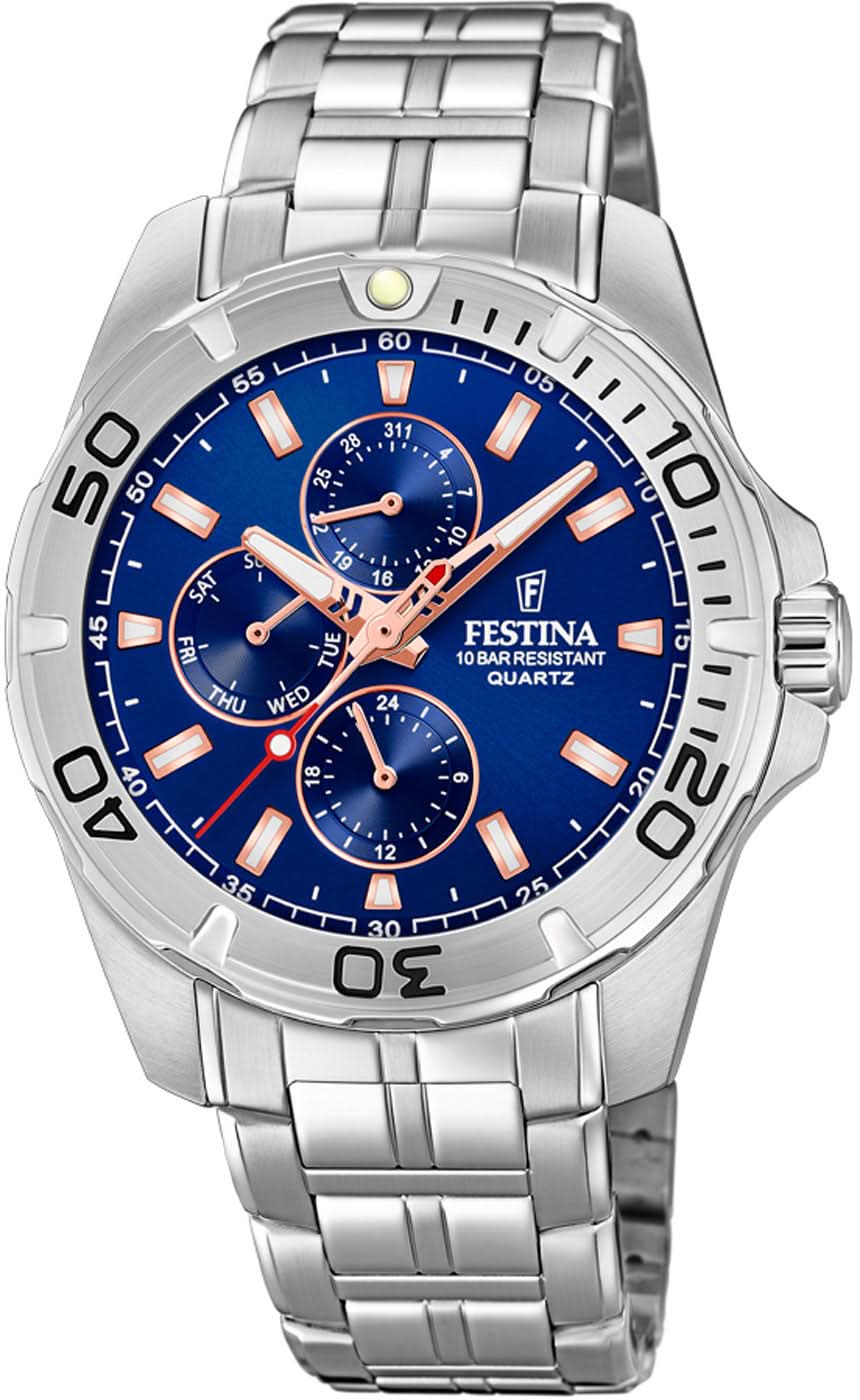 Festina Multifunction F20445/5 Herrenuhr • 10 bar • Stahl
