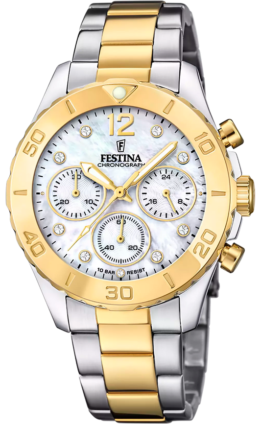 Festina Boyfriend F20604/1 Damenuhr • Perlmutt-Zifferblatt • 10 ATM wasserdicht