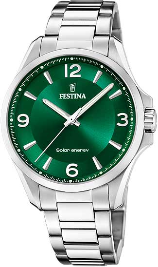 Festina Solar Energy F20656/3 Herrenuhr • Nachhaltiger Solar-Antrieb • Grünes Zifferblatt