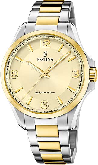 Festina Solar Energy F20657/2 Herrenuhr • Solar-Antrieb • Edelstahl Bicolor