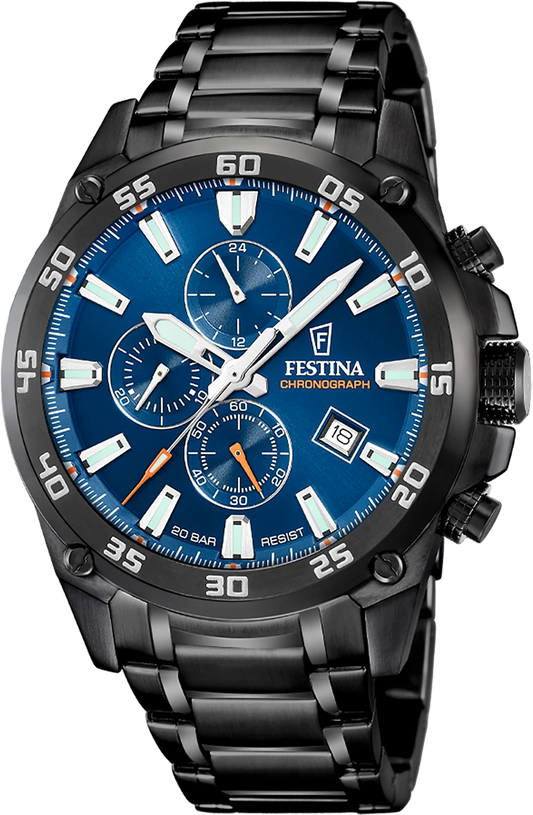 Herrenuhr, Chronograph, blaues Zifferblatt - Festina Modell: 20735_1