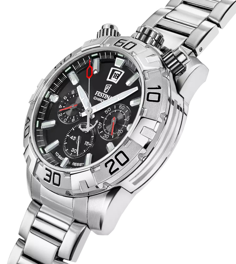 Herrenuhr schwarz aus Edelstahl – Festina Bullhead Modell: F20743/6