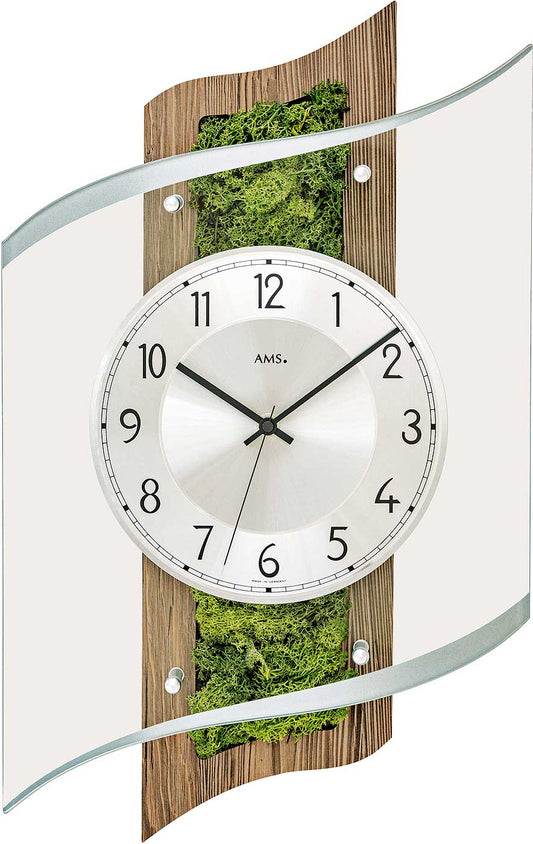 Wanduhr modern Holzgehäuse mit Mooseinlage - AMS Modell: 5517