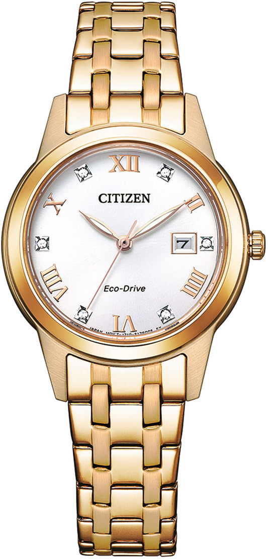 Citizen FE1243-83A Damen Uhr • Eco-Drive Solarwerk • Datumsanzeige