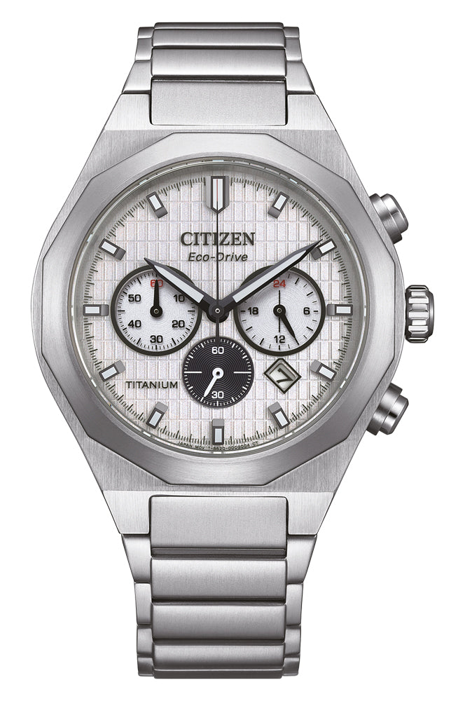 Citizen Eco-Drive Chronograph CA4690-51A Uhr • Solarantrieb • Panda-Design