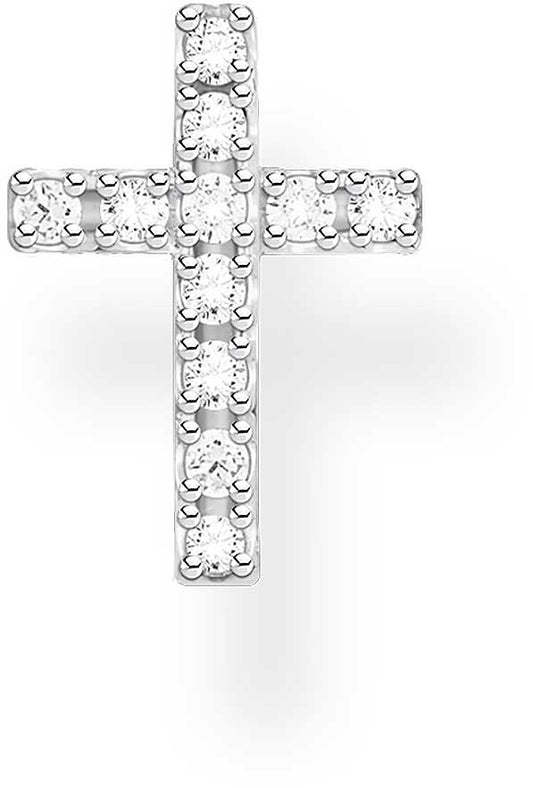 Einzel Ohrstecker Kreuz mit Zirkoniabesatz - 925er Sterlingsilber