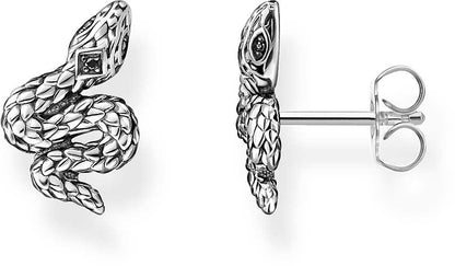 Ohrstecker Schlange geschwärzt - 925 Sterlingsilber geschwärzt