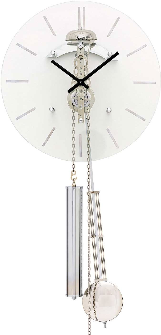 AMS Wanduhr Metall • Mechanisches Gewichtsuhrwerk • Edles Skelett-Design