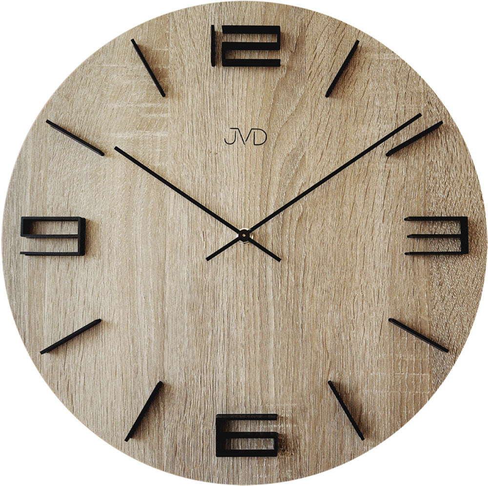 JVD Wanduhr 40 cm Ø Holz • Stilvolles Design • Präzises Quarzwerk
