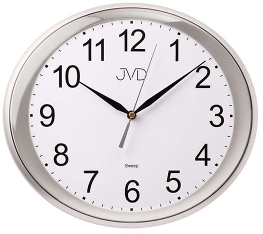 JVD Wanduhr 27x30x3,81 cm Kunststoff • Geräuschloses Quarzwerk • Modernes ovales Design