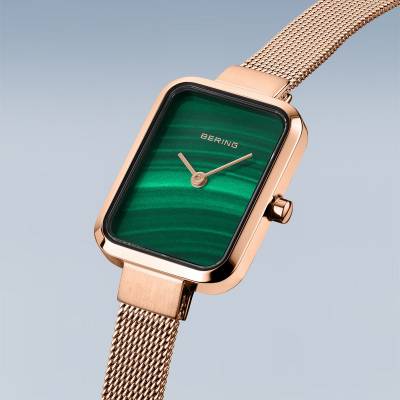 Bering Petite Square 14520-368 Women's Watch • Scratch-resistant Sapphire Glass • Milanese Strap