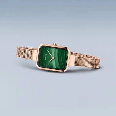 Bering Petite Square 14520-368 Women's Watch • Scratch-resistant Sapphire Glass • Milanese Strap