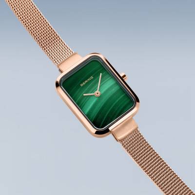 Bering Petite Square 14520-368 Women's Watch • Scratch-resistant Sapphire Glass • Milanese Strap