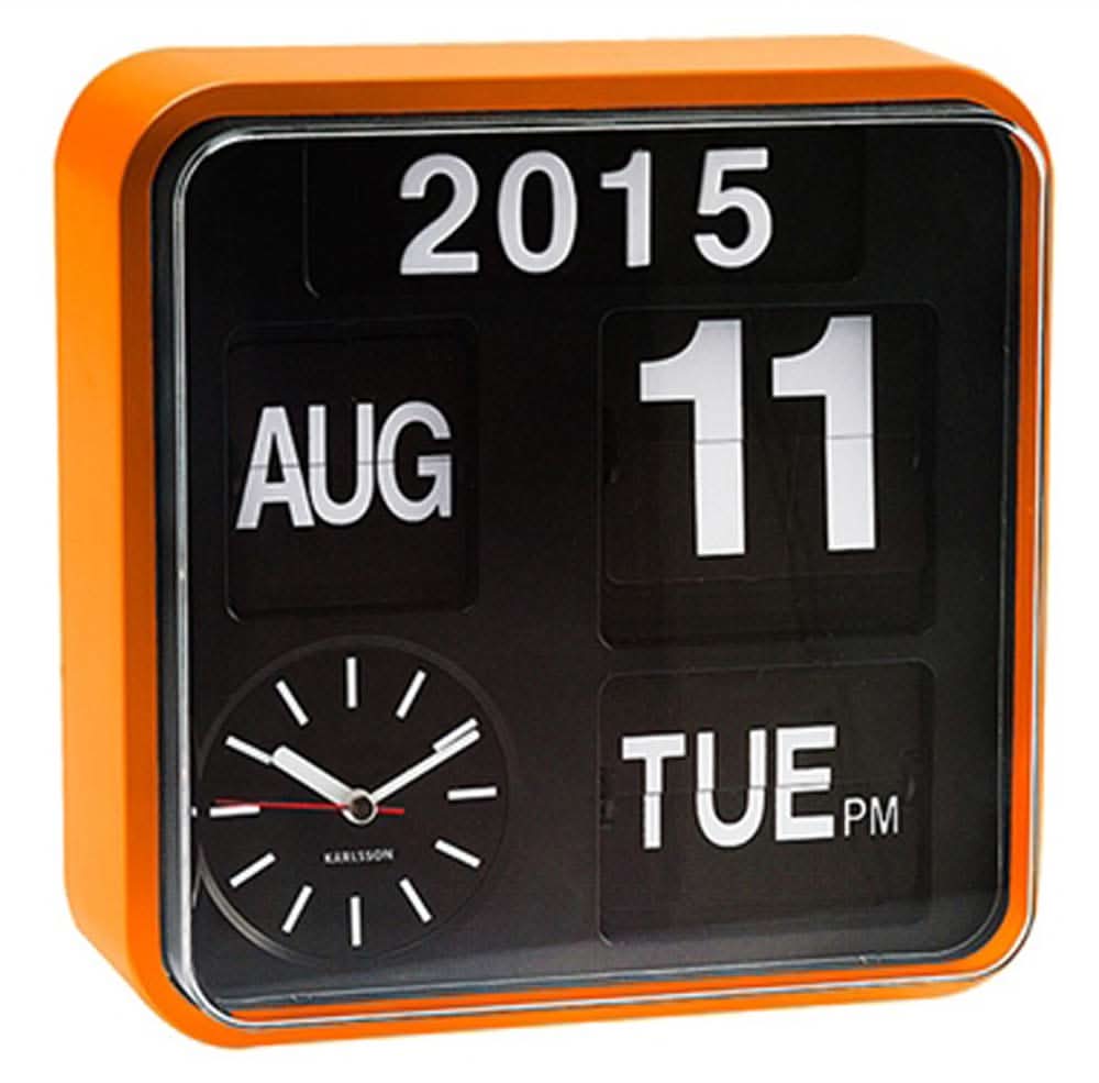 Karlsson Wanduhr 24,5x24,5x10 cm Kunststoff • Modernes Flip-Design • Vielseitig einsetzbar