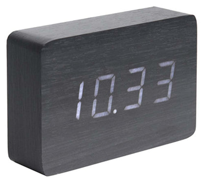 Karlsson Digital Rechteckiger Wecker 15x10x4.8 cm Holzoptik • 3 Weckzeiten • Datumsanzeige