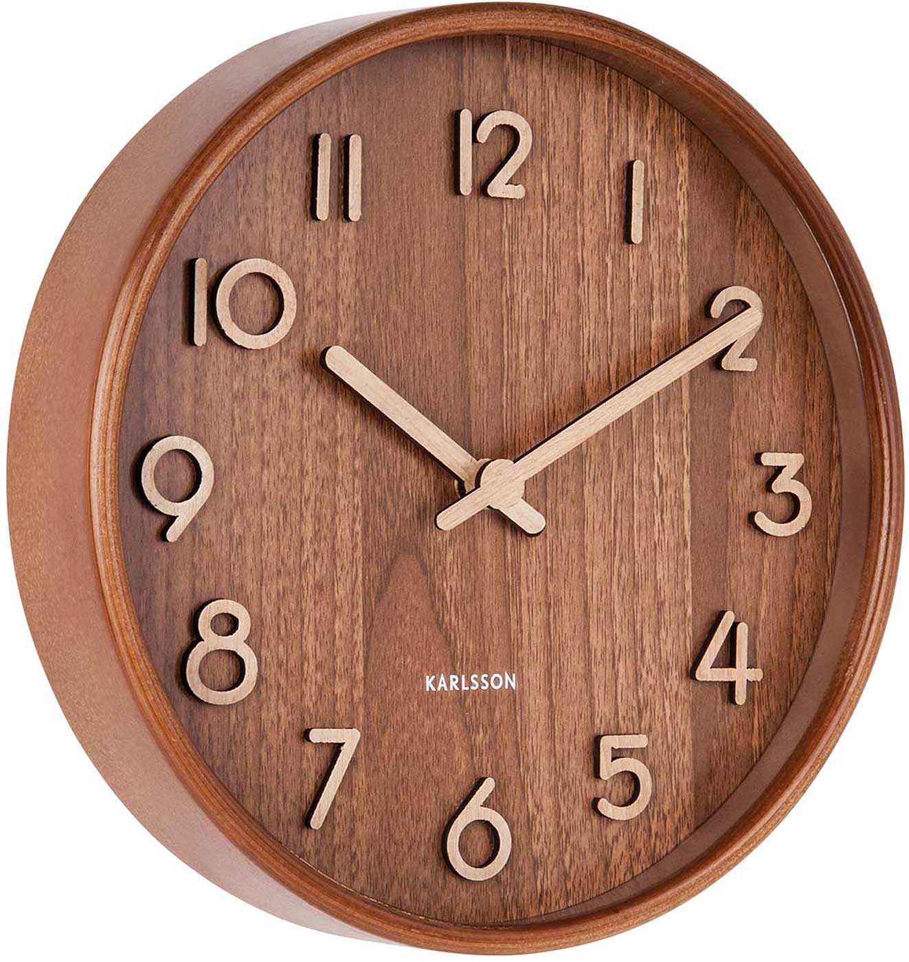 Karlsson Wanduhr 22x22x4,5 cm Holz • Geräuschloses Quarzwerk • Zeitloses Design