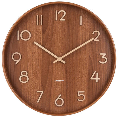 Karlsson Wanduhr 40x40x4,5 cm Holz • Modernes Design • Geräuscharmes Quarzuhrwerk