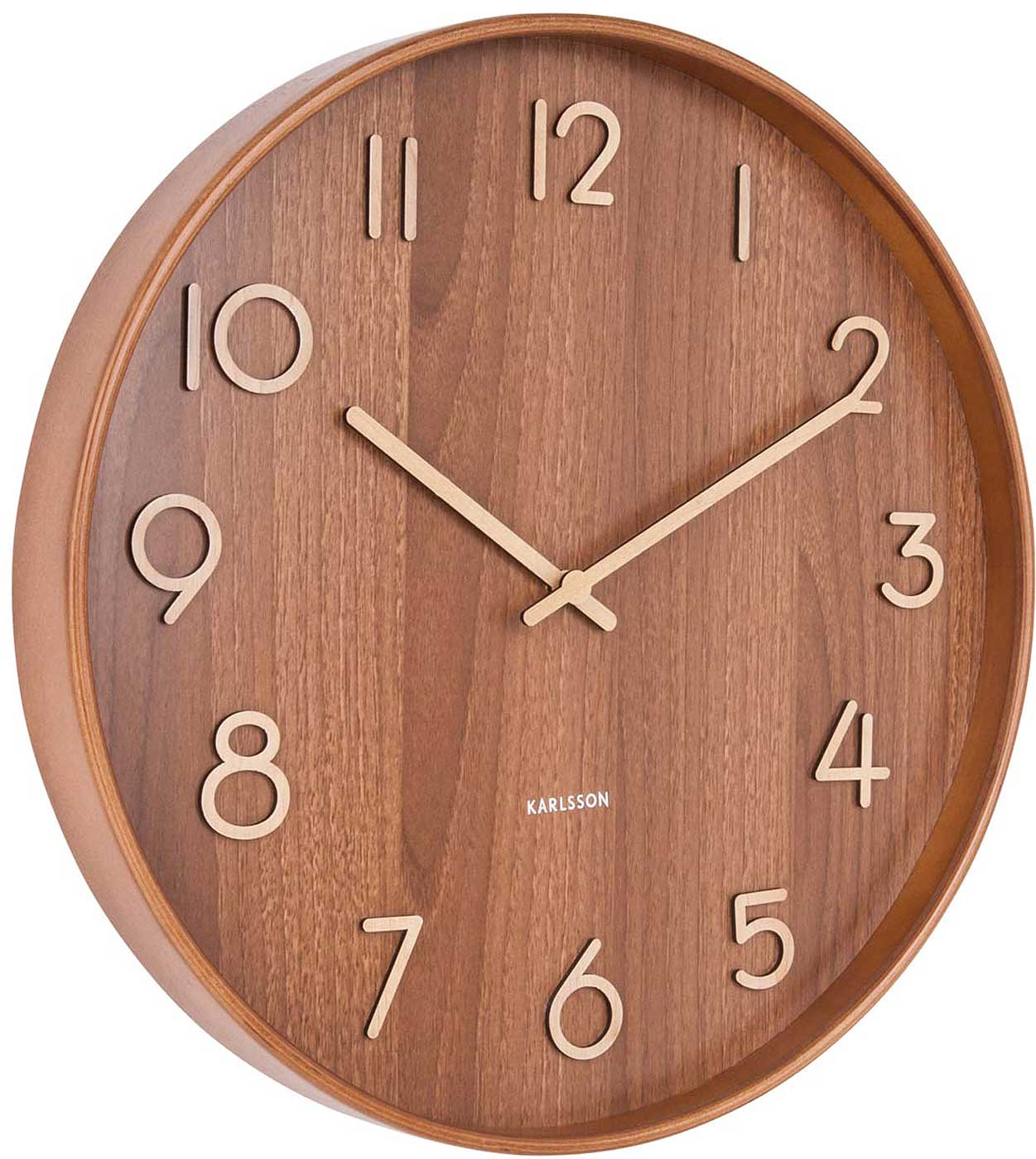Karlsson Wanduhr 40x40x4,5 cm Holz • Modernes Design • Geräuscharmes Quarzuhrwerk